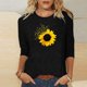 thumbnail image 2 of Camisetas Casuales de las Mujeres de Moda Impresa 3/4 Mangas Blusa Cuello Redondo para el Hogar Y Diario, 2 of 4