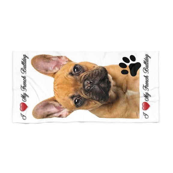 I Love My French Bulldog Beach Towel