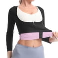 thumbnail image 3 of Women Long Sleeve Sauna Suit Hot Sweat Body Shaper Jacket Zipper Up Solid Color Coat Gym Running Fitness Exercise Outerwear, 3 of 7