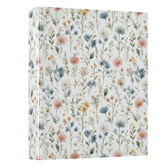 Three Ring Binder Vintage Pastel Flowers and Branches 1.5 Inch Round Binder D-Rings for Office Supplies and More
