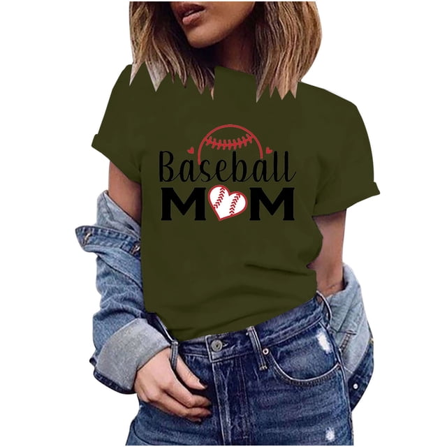 EQWLJWE Hauts d'Été pour Femmes Hauts pour Femmes en Liquidation Mode Femme Imprimé Col Rond Manches Courtes T-Shirt Imprimé Blouse Ample