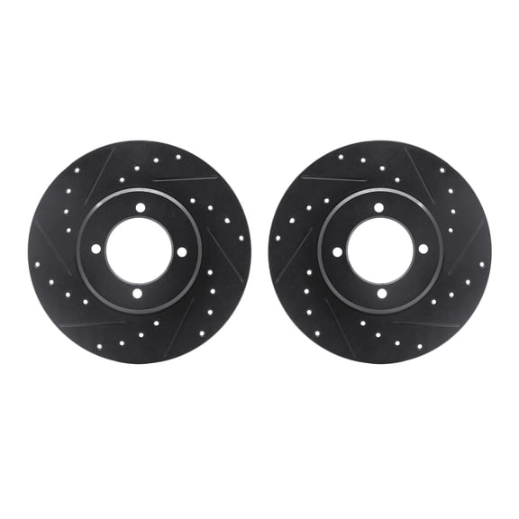 Dynamic Friction Company Front Brake Rotors-Drilled and Slotted-Black 8002-76054