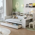 thumbnail image 2 of Euroco Wood Twin Size Daybed with Bookcase and Desk, Functional Shelves and 2 Drawers, White, 2 of 11