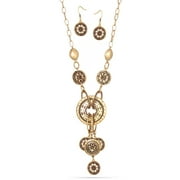 TAZZA WOMEN'S  GOLD OXIDIZED DISC CHARMS EARRINGS AND  NECKLACES
