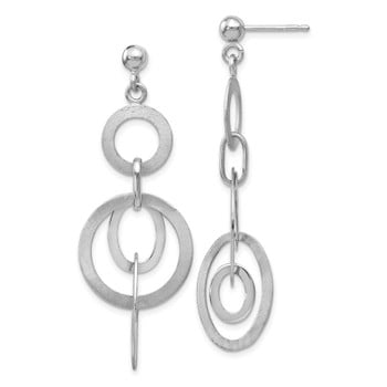 Lex & Lu Sterling Silver Polished and Brushed Dangle Earrings