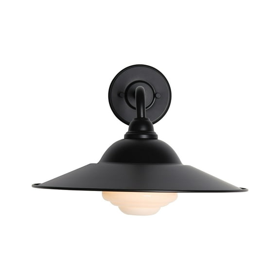 Yep by Golden Lighting Croma 1-light Wall Sconce in Matte Black shade and White Bell Glass