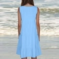 thumbnail image 5 of CALAFEBILA Dresses for Women Solid Color Sleeveless Sun Dresses for Women Casual Crew Neck Tank Knee Length Beach Mini Dresses, 5 of 5