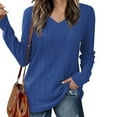 thumbnail image 2 of Bovemsi Womens Sweaters Cozy V Neck Long Sleeve Shirts For Women Casual Fall Tops Lightweight Tunic Fashion Clothes 2024 Business Casual Sweaters, 2 of 5