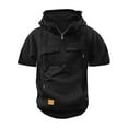 thumbnail image 1 of Chandail à Capuche Cargo à Manches Courtes Multi-Poches pour Hommes (Noir, m), 1 of 5