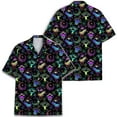 thumbnail image 2 of Men's Mushroom Neon Hawaiian Shirt, Cute Mushroom Galaxy Short Sleeve Button Down Shirt for Men, 2 of 7