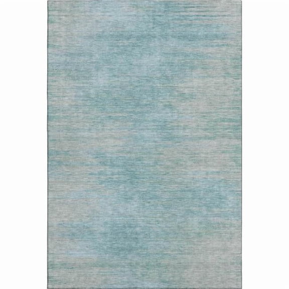 HomeRoots 665554 9 x 12 ft. Aqua & Gray Abstract Washable Machine Made Rectangle Area Rug with UV Protection