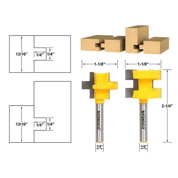 Yonico Mini Tongue & Groove Router Bit Set - 1/4" Shank - 15226q