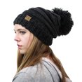 thumbnail image 2 of NYFASHION101® Pom Pom Oversized Baggy Slouchy Thick Winter Beanie Hat - Black Mix, 2 of 3