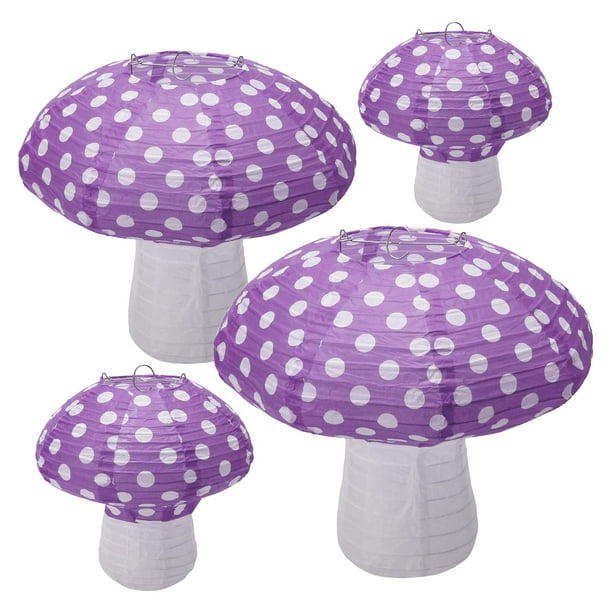 Faroles de papel Windspeed con forma de hongo de 20 cm y 30 cm, color morado, 4 unidades