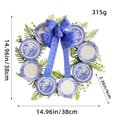 thumbnail image 3 of Kokovifyves Wooden Plaque Blue and White Porcelain Wreath Splicing Wreath Outdoor Courtyard Party Decoration, 3 of 9