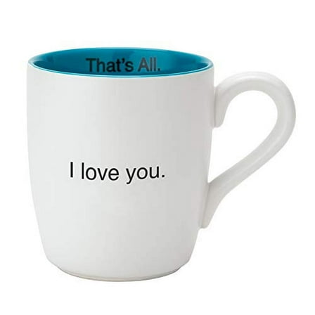Creative Brands Santa Barbara Design Studio That's All White & Teal Ceramic Coffee Mug, 16-Ounce, I Love You
