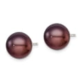 thumbnail image 2 of 925 Sterling Silver Rh-plated 9-10mm Black FWC Button Pearl Earrings; for Adults and Teens; for Women and Men, 2 of 3