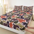 thumbnail image 4 of Castle Fairy Rustic Camo Bear Queen Size Sheets 4 Pieces,Mixed Bear Silhouette Queen Sheet Sets,Rust Red Taupe Cream,1 Fitted Sheet, 1 Flat Sheet and 2 Pillowcases, 4 of 6