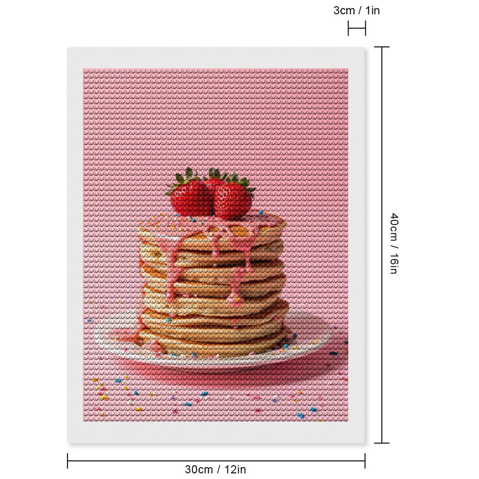 Diamond Art Kits for Adults, Strawberry Pancakes Pink Drizzle 5D Diamond Painting Kits for Adults Beginners, DIY Full Drill Diamond Painting, Gem Art and Crafts 12x16