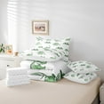 thumbnail image 5 of Jejeloiu Cartoon Animal Dinosaur Bedding Comforter Set,7pcs,Green Jungle Dino Queen Bedding Sets,Wild Animal Queen Sheet Sets For Boys Girls,Microfiber Room Decorative Reversible, 5 of 7