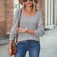 thumbnail image 5 of OKBOP Plus Size Sexy Tops,Fashion Winter Square-Neck Puff Long Sleeve Solid Casual Shirt Black Blouse Breast Cancer Shirts, 5 of 5
