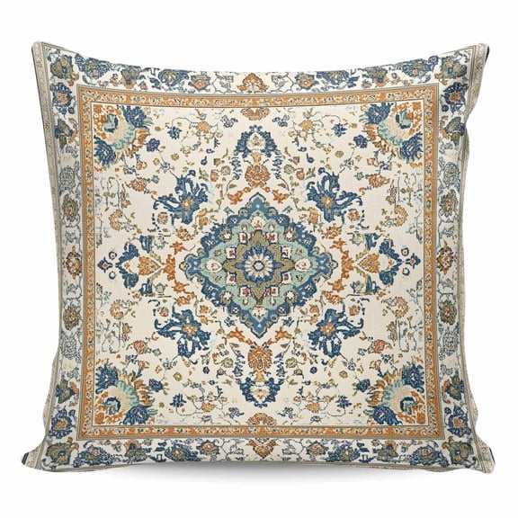 Throw Pillow Covers 24x24 Inch, Boho Chic Decorative Pillow Cases for Couch Sofa Bed, Traditional Classic Geometric Farmhouse Cotton Linen Square Home Decor Pillowcases with Hidden Zipper
