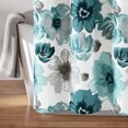 thumbnail image 4 of Leah Shower Curtain-Bathroom Flower Floral Large Blooms Fabric Print Design, 72" x 72", Blue, 4 of 6