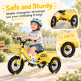 thumbnail image 3 of Kids Tricycle for Boys Ages 2-4, Akaber 12" Tricycle for Kids with 2 Storage Baskets, Dual Handbrake, Yellow, 3 of 9