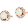 thumbnail image 2 of Sterling Silver Rose-Tone White Created Opal & Cz Halo Post Earrings (8.72 X 8.75) Made In China qe16407, 2 of 5