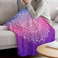 thumbnail image 3 of Boho Floral Blanket Soft Cozy Warm Throw Blanket for Couch, Plush Fuzzy Flannel Fleece Blankets for Sofa, Pink Purple Ombre Ethnic Abstract Flower Bed Blankets Lightweight Gifts for Women, 30"x40", 3 of 9