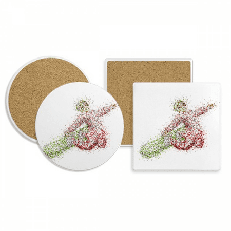 

Winter Sport Skateboard Watercolor Pattern Coaster Cup Mug Holder Absorbent Stone Cork Base Set