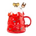thumbnail image 1 of Juego de tazas navideñas con tapa y cuchara, de cerámica de 500 ml, para vino caliente, café, cacao o regalo navideño., 1 of 10