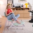 thumbnail image 3 of Pinmoco Ergonomic Cross Legged Swivel Chair, Wide Swivel Vanity Chair with Back Support, Height Adjustable for Criss Cross Sitting, Green, 3 of 15