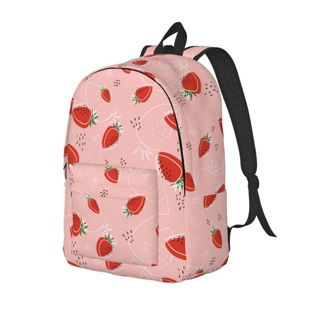 Disketp Strawberry Mochila de Lona Estampada, Mochila Escolar de Viaje Ligera para Estudiantes y Portátil-Medium