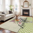 thumbnail image 2 of Large Area Rugs for Living Room Bedroom, Watercolor Flowers 5'x8' Rug Washable Carpet Runner Indoor Outdoor, Spring Floral Sage Green Stripes Check Non Slip Floor Mats Rug for Kitchen, Bathroom, 2 of 8