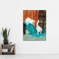 thumbnail image 2 of Heyer Cats Kitten Playing Painting Coral Turquoise Extra Large Art Print Wall Mural Poster Premium XL, 2 of 3