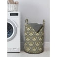 thumbnail image 3 of Vintage Laundry Bag, Traditional Pattern Classic Rich Ornaments on Grey Symmetric Royal Motifs, Hamper Basket with Handles Drawstring Closure for Laundromats, 13" x 19", Grey and Yellow, by Ambesonne, 3 of 4