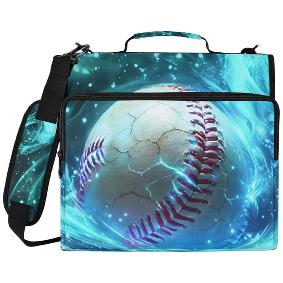 ALAZA Zipper Binder Lighting Baseball Pattern 2 inch 3 Ring 500 Sheet Capacity Trapper Keeper File Folder Organizer Bag