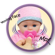 Lissi: 16 Interactive Baby Doll Alexa - Pink-Grey-Polka Dot-Bow Outfit & Hat, Sounds & Moving Face, Bottle & Pacifier, Roleplay Toy, Kids-Toddlers 2+