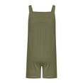 thumbnail image 6 of lcziwo Linen Rompers for Women Loose Fit Wide Leg Onesie Shorts Casual Dressy Summer Sleeveless Tank Top Button Short Jumpsuits Beach Clothes Camisas Para Hombres Army Green XL, 6 of 7