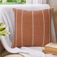 thumbnail image 3 of 18x18 Pillow Covers Set of 2, Burnt Orange Striped Throw Pillow Covers Decorative Couch Cushion Case, Farmhouse Linen Texture Line Stripes Microfiber Square Pillowcases for Bedroom Car Living Room, 3 of 9