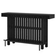 thumbnail image 5 of 63" Black Modern Home Bar Table - 2-Tier Pub Table for Kitchen/Dining - Industrial Style with Footrest - MDF & Metal - Matte Finish - Home Bar Cabinet, 5 of 12