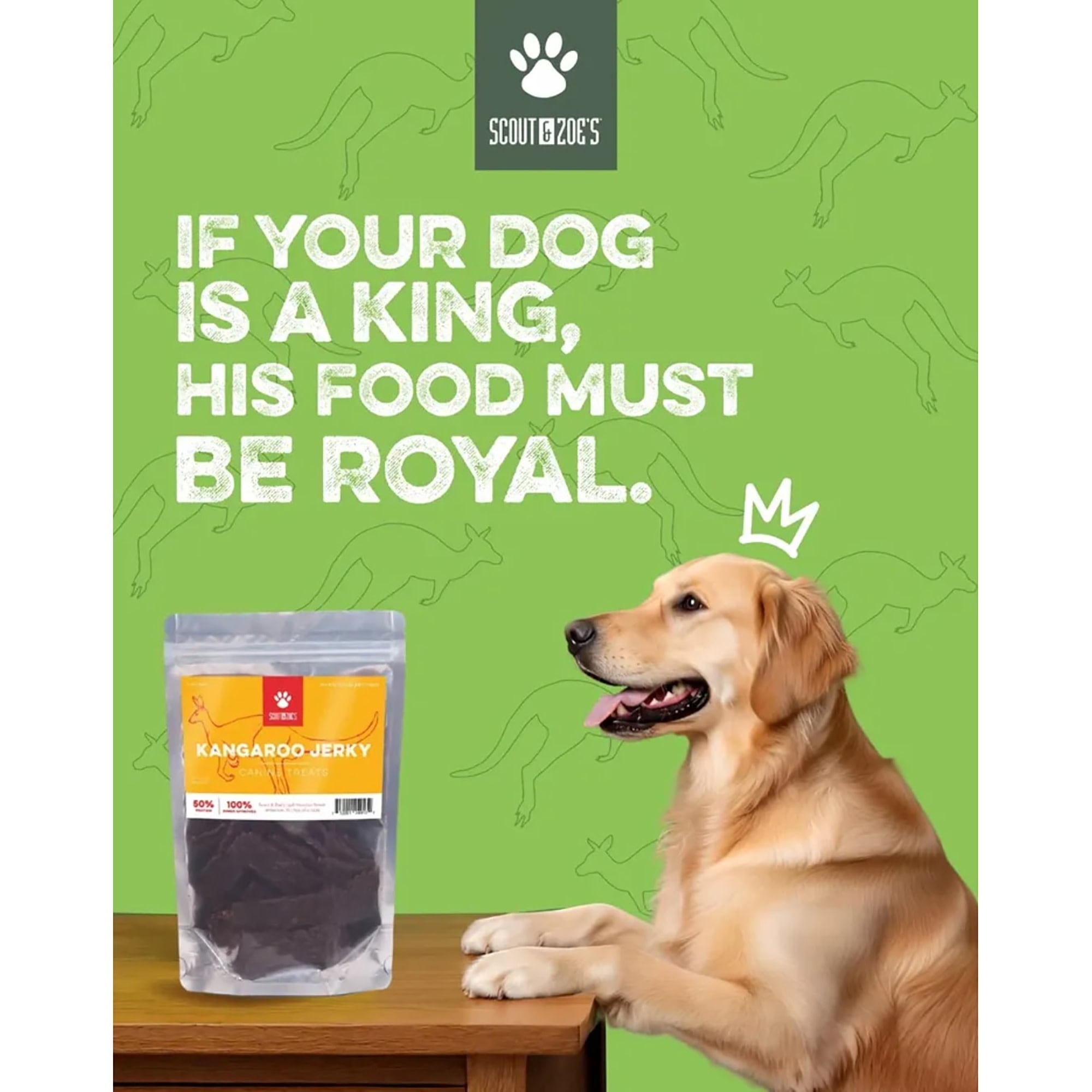Scout & Zoe's: Kangaroo Jerky - 3 Packs, 4oz Bags - Dog Treats, Air-Dried Pet Chews, Novel Protein, 2 Ingredients: Meat & Sea Salt, Preservative Free