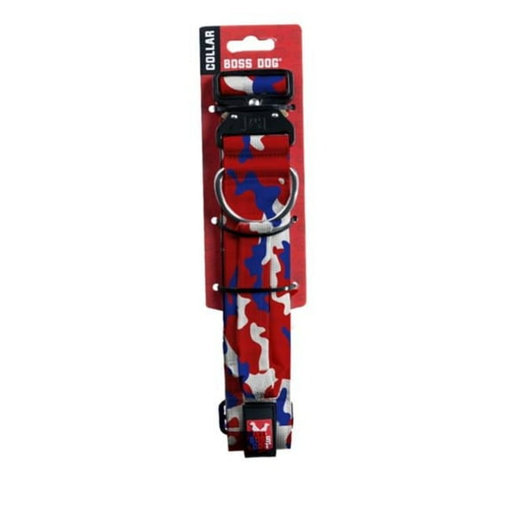 Boss Dog Tactical Collar, Red, White & Blue Camo, X-Large