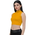 thumbnail image 2 of eloria Women's Top High-Neck Sleeveless Crop Tank Top Color: Yellow | Size: M, 2 of 6