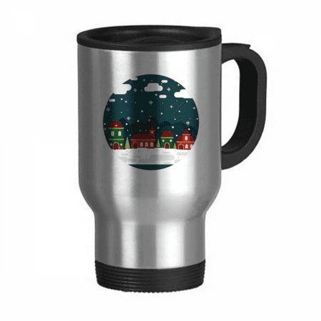 

Snow Snowflake Cloud Tree House Travel Mug Flip Lid Stainless Steel Cup Car Tumbler Thermos