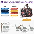 thumbnail image 3 of WANDF Floral Travel Duffel Bags for Women - 25L Waterproof Gym Bag, Laptop Carry-On Luggage, Weekend Travel Organizer(Black Floral), 3 of 7