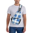 thumbnail image 6 of Leisure Cross Chest Bag 7.5×15.3in Breathable Adjustable Shoulder Pad Capacity For Short-Distance Travel Work Daily Travel Cornflowerblue Checked Hand-Drawn Sketch_2, 6 of 8