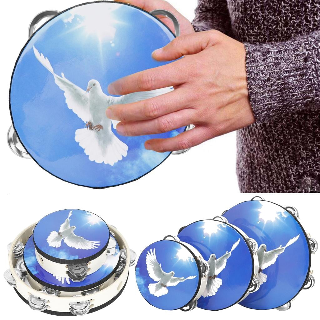Yihuala 6/8/10 inch Tambourine Drum Educational Tambourine Round Percussion For Party Dancing Toy Musical Instrument