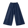 thumbnail image 4 of TRUBKH Beach Pants for Women Linen Pants Women Cotton Palazzo Pants for Women Drawstring High Waist Casual Pants for Women Gaucho Pant Beach Trousers with Pockets Teacher Pants Navy M-5XL, 4 of 5